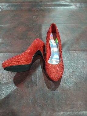 Sparkling Red Platform High Heels - Unbranded